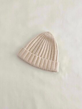 Rylee + Cru Ribbed Knit Beanie in Soft Beige
